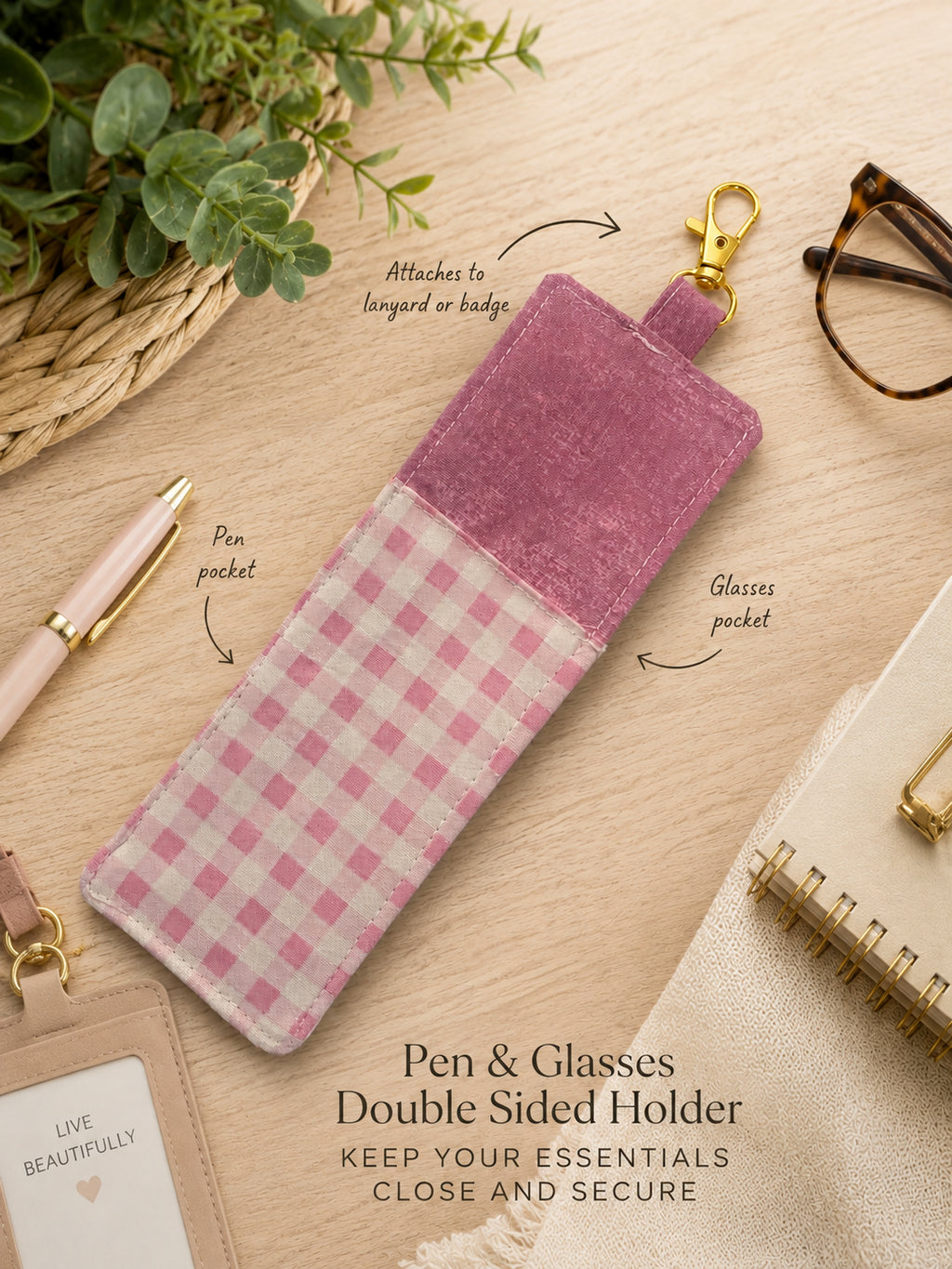 Dual Side Pen/Glasses Case for Lanyard