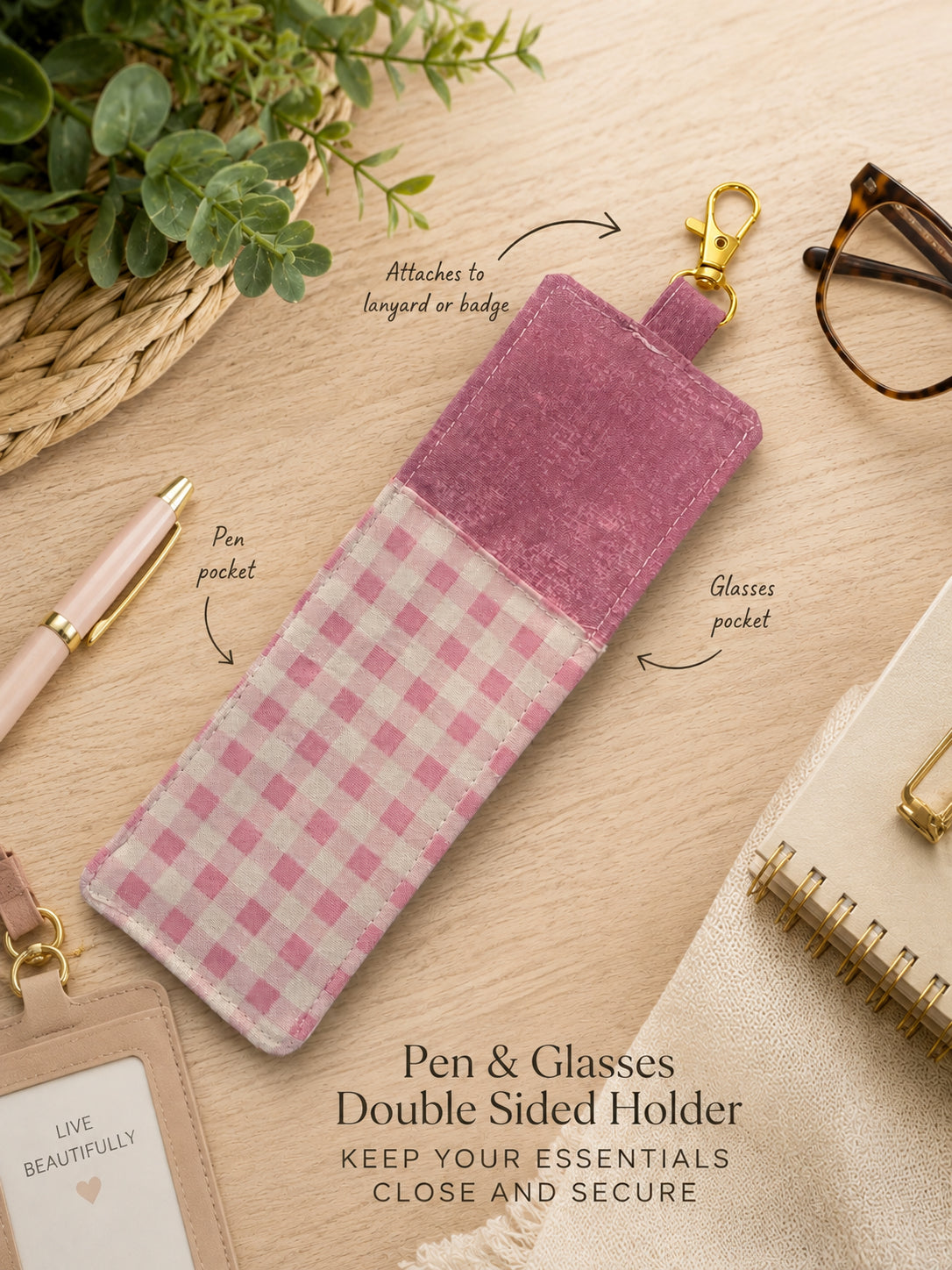 Dual Side Pen/Glasses Case for Lanyard